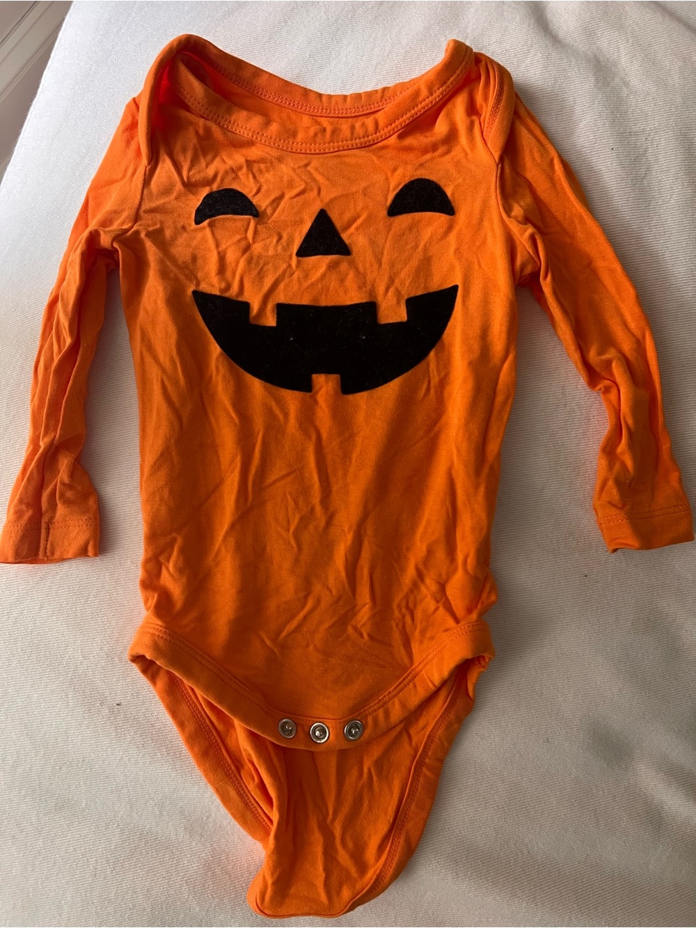 Little Sleepies Orange Pumpkin Jack-O'-Lantern Long-Sleeve One-Piece